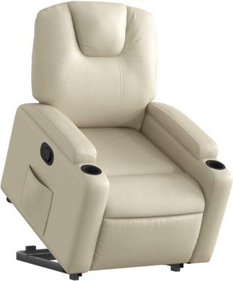 vidaXL Sill&oacute;n Reclinable Elevable Cuero Artificial Color Crema Vidaxl