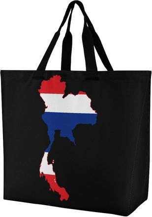Generic Thailand Thai Flag Tote Bag Reusable Grocery Shopping Bags Large Travel One Shoulder Handbag for Picnic Work