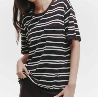 TWP Striped Big Boy Tee In Midnight/ivory/dark Chocolate Mid