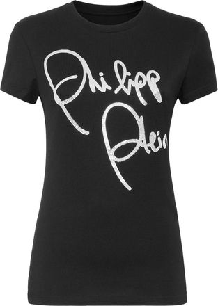 Philipp Plein Pure T-Shirt met Kristallen - Dames - T-shirts - Zwart - XS - Katoen - Tops