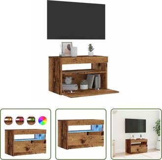 vidaXL TV Stand - Mobile Porta TV con LED Legno Antico 60x35x40 cm Multistrato