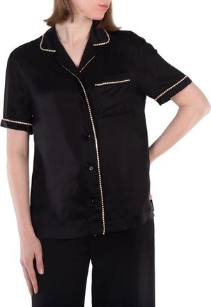 Burberry Ladies Tierney Silk Satin Blend Crystal-Embellished Shirt, Brand Size 2 (US Size 0)