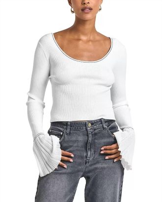 Derek Lam Calliope Rib Knit Top In Blanc De Blanc