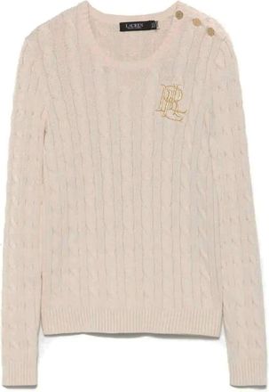 Ralph Lauren Lauren Ralph Lauren Truien - Dames - Ronde hals truien - Wit - M - Katoen - Truien & Vesten