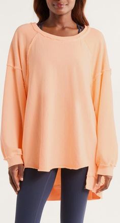 Free People FP Movement One to Beat Oversize Pullover in Pastel Peach at Nordstrom, Size X-Small