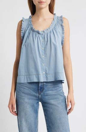 The Great. The Vignette Lace Sleeveless Top in Pale Blue at Nordstrom, Size 3