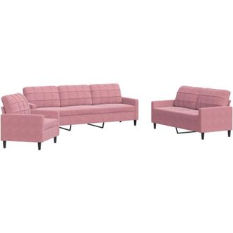 vidaXL Vidaxl - Juego De Sof&aacute;s Con Cojines 3 Piezas Terciopelo Rosa