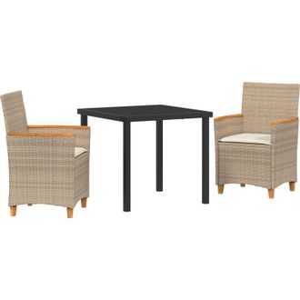 vidaXL Conjunto De Comedor De Jard&iacute;n 3 Pcs Beige Rat&aacute;n Sint&eacute;tico Vidaxl