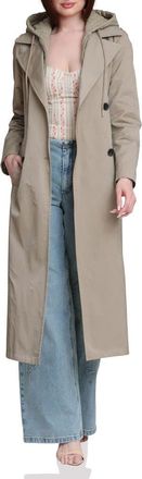 Avec Les Filles Quilted Hoodie Cotton & Nylon Trench Coat in Sage at Nordstrom, Size X-Large