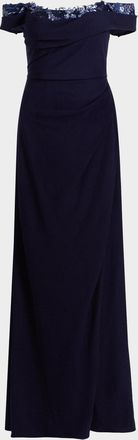 Rene Ruiz Rene Ruiz Off-The-Shoulder Crepe Gown