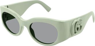 Gucci Ovale Zonnebril - Dames - Zonnebrillen - Groen - 53 MM - Accessoires
