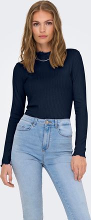 Jacqueline de Yong JDYFRANSISKA L/S HIGHNECK TOP JRS NOOS mit gewellten S&auml;umen