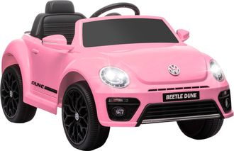 OEM Coche El&eacute;ctrico Para Ni&ntilde;os De +3 A&ntilde;os Volkswagen Beetle Con Bater&iacute;a 12v Mando A Distancia Faros Bocina Y M&uacute;sica Rosa
