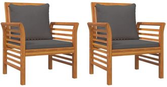 vidaXL Vidaxl - Sillones con cojines gris oscuro 2 uds madera maciza de acacia