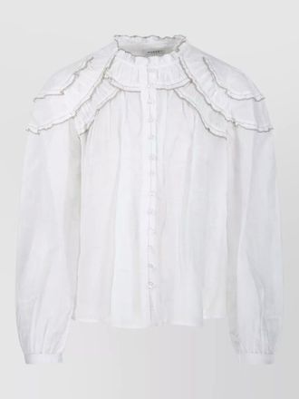 Isabel Marant high neck silk blend ruffled top