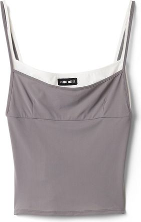 Miu Miu Stretch Jersey Top, Woman, Steel Gray, Size 42
