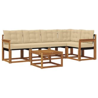 vidaXL Conjunto De Sof&aacute;s De Exterior Con Coj&iacute;n 6 Pcs Natural Y Beige Vidaxl