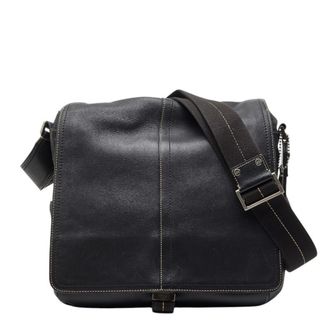 Coach Black Leather Messenger Bag Shoulder Bag (Pre-Owned)