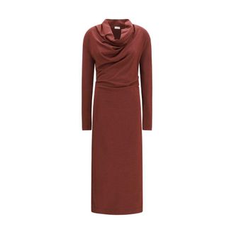 Brunello Cucinelli Bordeaux Wool Oves Aries Casual Womens Dress