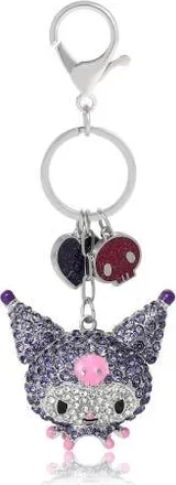 Hello Kitty Kuromi Crystal Cluster Pav&eacute; Bag Charm Keychain in Crystal Clear at Nordstrom