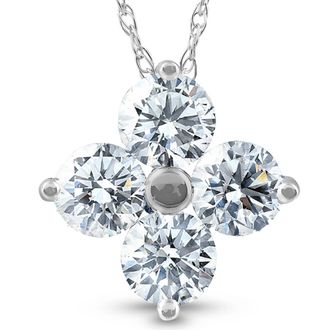 Pompeii3 1 Ct Diamond 4-Stone Pendant 14k White Gold EX3 Lab Grown Necklace