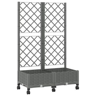 vidaXL Jardinera Con Enrejado Y Ruedas Gris Claro 80 X 40 X 131,5 Cm Vidaxl