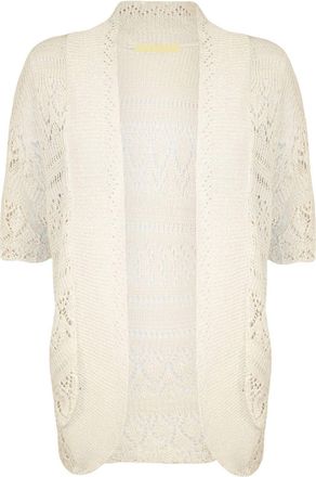 Generic New Ladies Knitted Crochet Short Sleeve Bolero Plus Shrug Open Cardigan UK 14-30 (X-Large (UK 16/18), Cream)