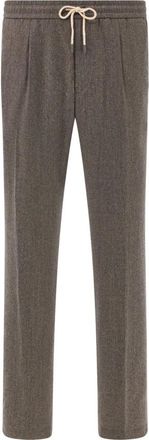 Boggi Milano Broeken, Heren, Beige, XS, Wol, City Broeken in Flannel