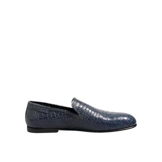 Dolce & Gabbana Mocasines de Piel Ex&oacute;tica con Cierre Deslizante - Shoes - Hombre - Azul - 42 EU