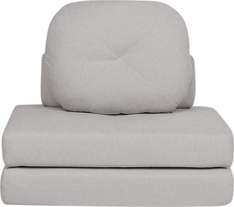 Beliani Beliani - Sof&aacute; Cama Moderno Minimalista De 1 Plaza Puf Cama Individual Con Coj&iacute;n De Tela Gris Claro Olden