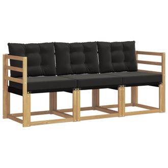 vidaXL Conjunto De Sof&aacute;s De Exterior Con Coj&iacute;n 3 Pcs Blanco Y Negro Vidaxl