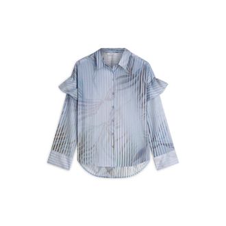 Summum Shirts, female, Blue, Size: 2XL Blouse Flowers and stripes