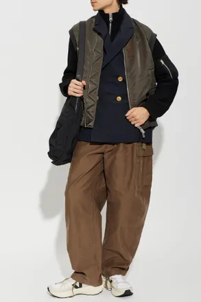 sacai Sacai Vest Made From Combined Materials, Mens, Green