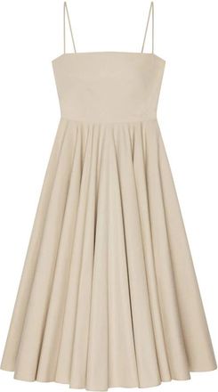 Givenchy Kleedjes, Dames, Beige, M, Katoen, Lange Jurk met Insnijding in Poplin