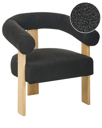 Beliani Sill&oacute;n boucl&eacute; negro marr&oacute;n claro