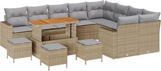 vidaXL Vidaxl - Garden Sofa Set Height-Adjustable 13 pcs Beige Poly Rattan