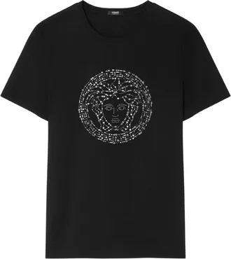 Versace Medusa embellished T-shirt - women - Cotton - 38 - Black