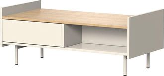 Vicco Mesa De Centro Velina, Crema, 100 X 50 Cm Con 2 Cajones, Vicco