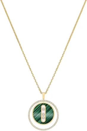 Messika 18k Yellow Gold Malachite Lucky Move Diamond Necklace