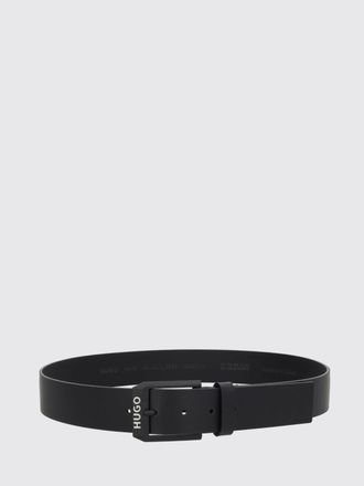 HUGO BOSS Cintura in pelle liscia con logo lettering stampato