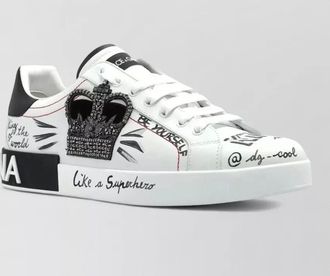 Dolce & Gabbana calfskin sneakers embellished crown graphic print