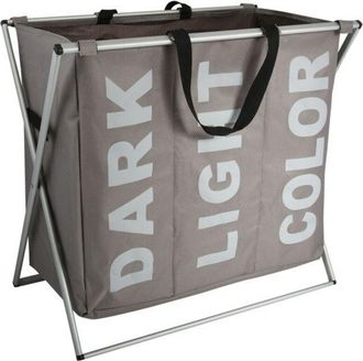 MSV Msv - Cesto Para La Ropa Sucia 3 Compartimentos Color Claro Oscuro (3x30l) Topo