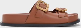 Charles & Keith Woven-Buckle Double-Strap Sandals