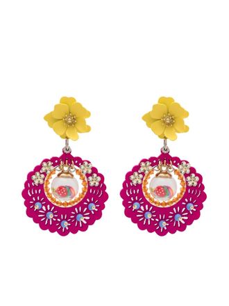 Amir Slama embellished drop earrings - Pink