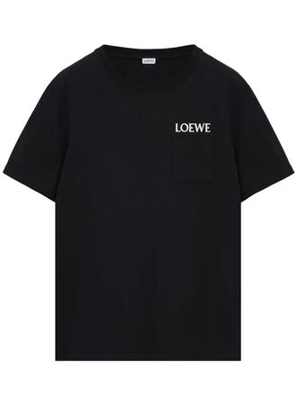 Loewe Unisex Embroidered Logo T-shirt in Black Cotton - Size X-Large