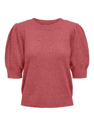 Only Strickpullover ONLY ONLRICA LIFE 2/4 PULLOVER KNT NOOS, Damen, Gr. XS, rot (mineral rot detail:melange), Strick, Obermaterial: 93% Polyester, 4% Nylon