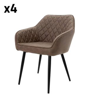 ML Design 4x sillas de comedor color marr&oacute;n tapizado pu respaldo y reposabrazos