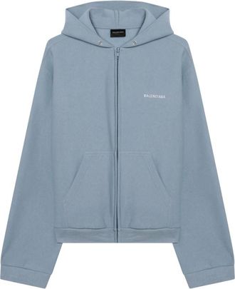 Balenciaga Zip-throughs, female, Blue, Size: S Back Zip-up Hoodie
