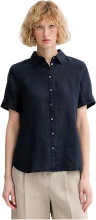 Marc O'Polo Safari Linnen Shirt - Dames - Overhemden - Blauw - XS - Linnen - Overhemden