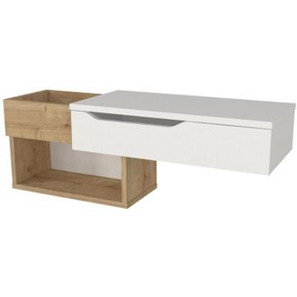 Vente-Unique Consolle sospesa con 1 cassetto e 2 nicchie Naturale e Bianco - DAREKA